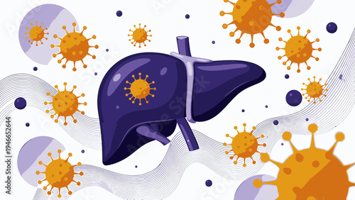 Liver Infected With Virus vector illustration