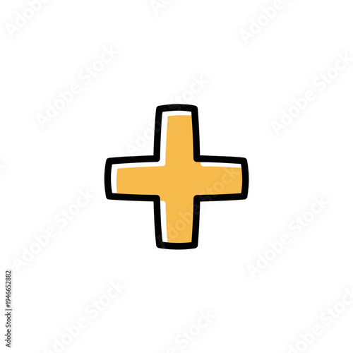 Hand Drawn Yellow Plus Sign Icon vector illustration