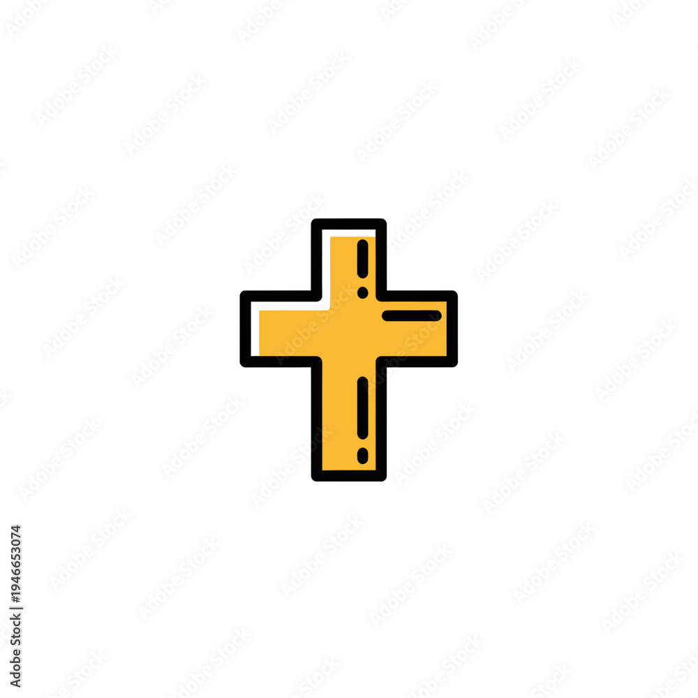 Fototapeta premium Isolated Flat Design Yellow Cross Icon vector illustration
