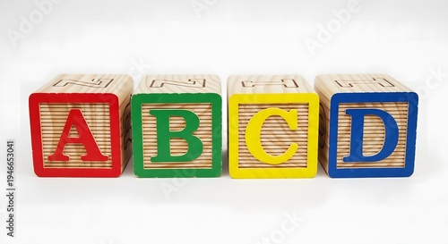 Colorful wooden alphabet blocks with letters a b c d