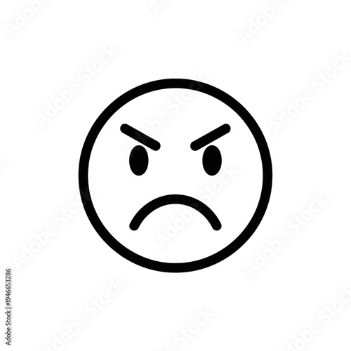 Angry Face Emoticon Icon vector illustration