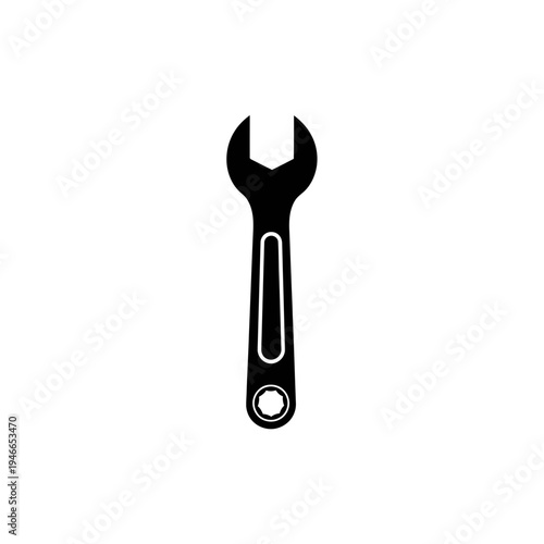 Black and White Wrench Icon vector illustration