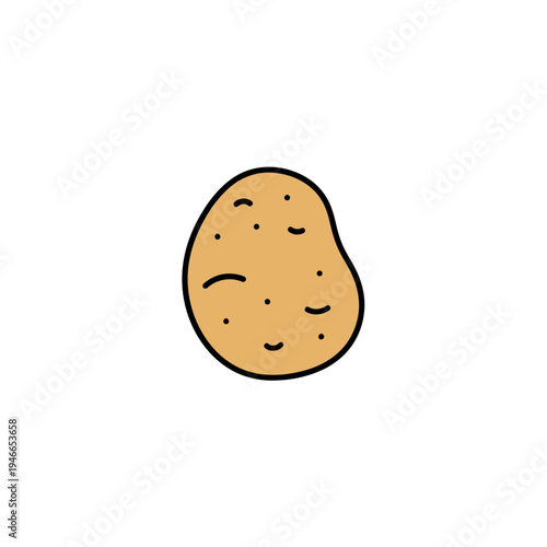 Simple Potato Cartoon with Outline vector illustration