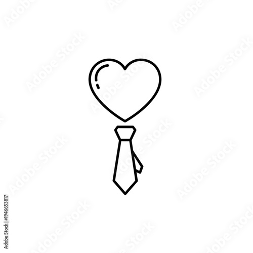 Heart Shaped Head with a Tie Outline Icon vector illustration