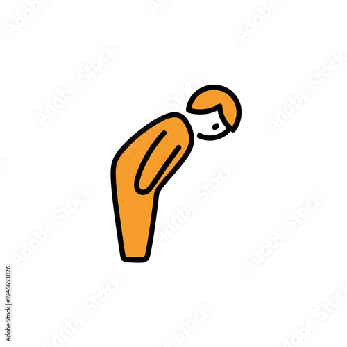 Person Bowing Flat Vector Icon vector illustration