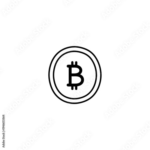 Bitcoin Symbol Outline On White vector illustration