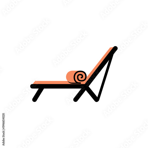 Isolated Lounge Chair Graphic with Rolled Towel vector illustration