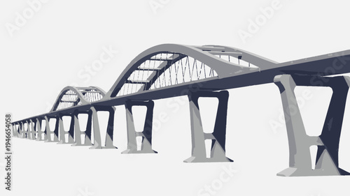 Architectural Design of Concrete Bridge vector illustration
