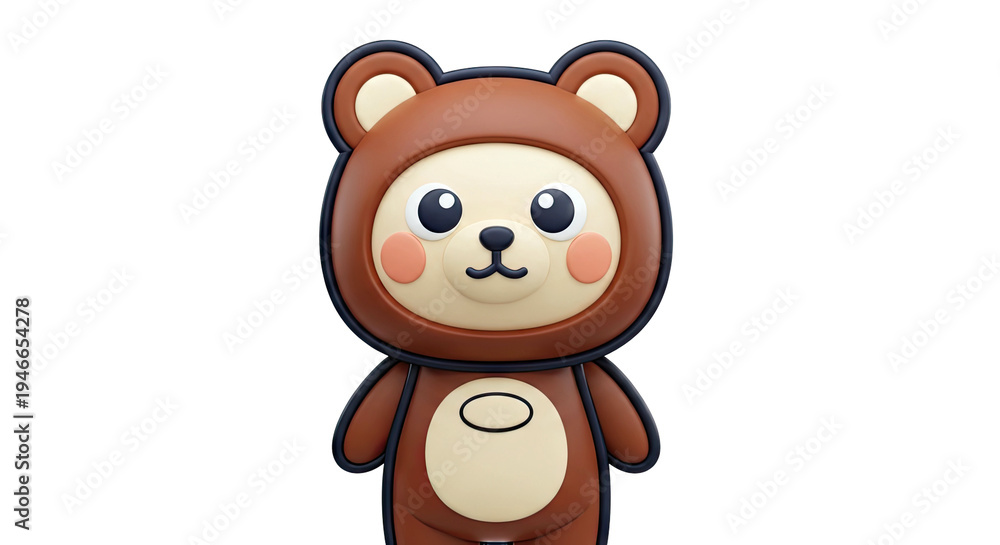 Obraz premium Cute 3D Render of a Cartoon Bear Character