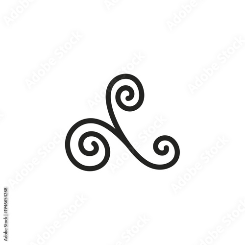 Celtic Triskele Symbol in Black on White vector illustration