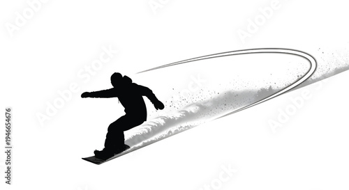A snowboarder in motion on a snowy slope