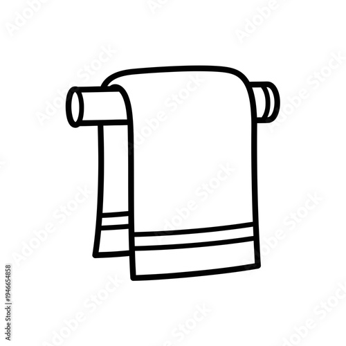 Towel Hanging on a Rack Outline vector illustration