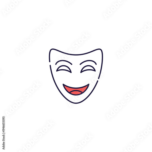 Happy Face Mask Minimalist Icon vector illustration