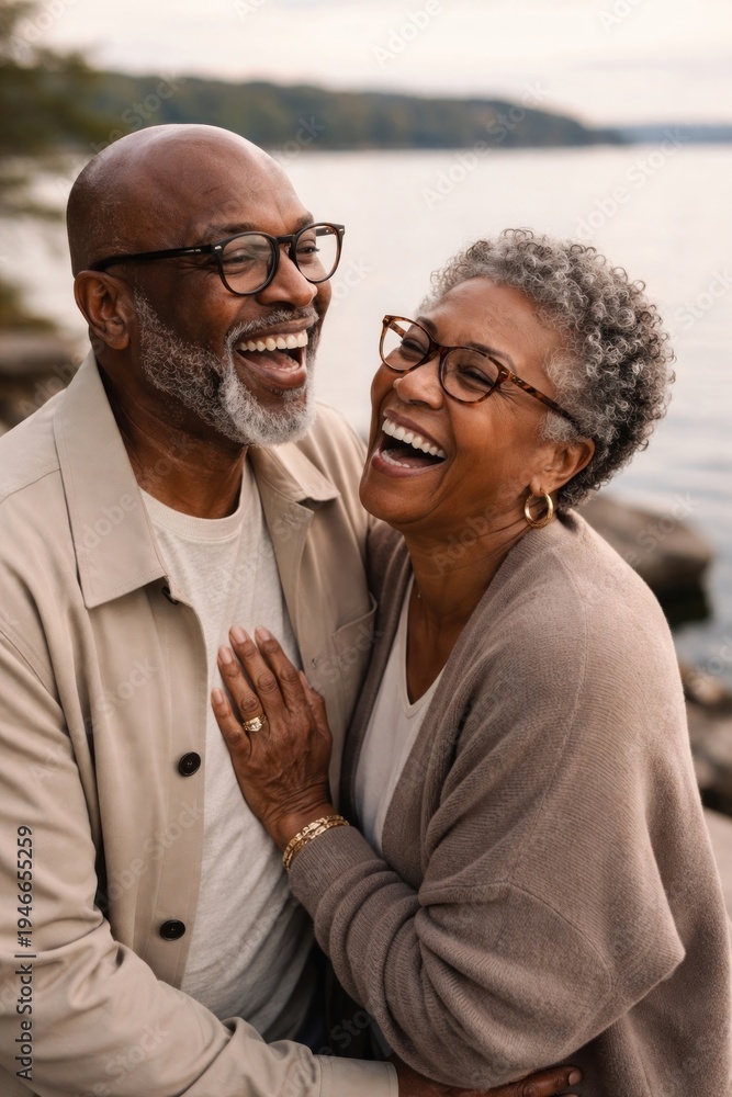 Fototapeta premium Joyful senior couple embracing outdoors.