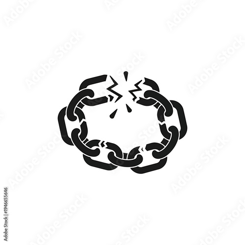 Broken Black Chain Symbolizing Strength Loss or Freedom
