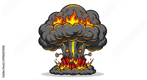 Cartoon Nuclear Explosion Illustration.