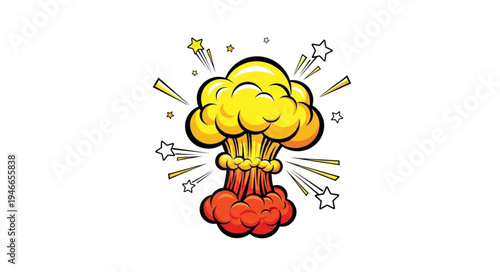 Cartoon Nuclear Explosion Illustration.