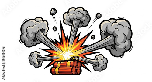 Cartoon Dynamite Explosion Comic.