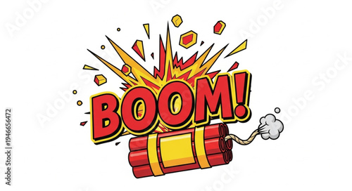 Cartoon Dynamite Stick Explosion Boom.