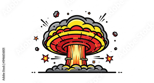 Cartoon Mushroom Cloud Explosion.