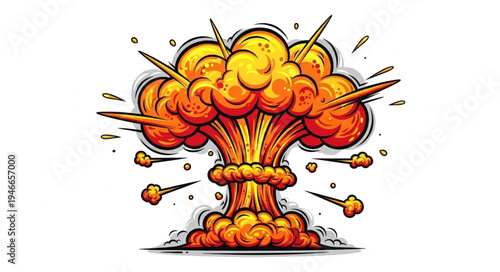 Cartoon nuclear explosion blast.