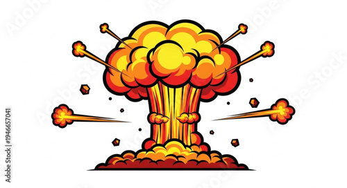 Cartoon nuclear explosion blast.