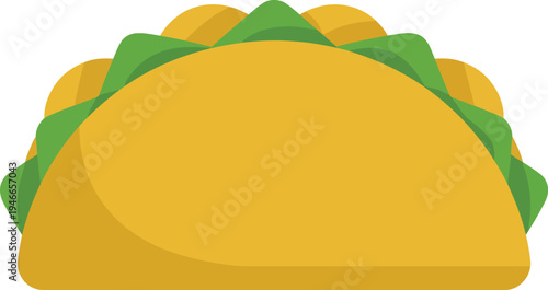 Hard shell taco with lettuce and filling ready for consumption.