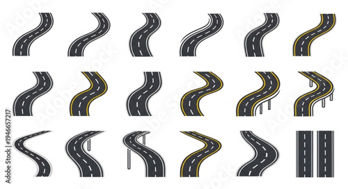 Collection of Winding Roads and Straight Road Segments.