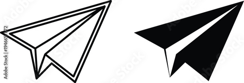 Paper plane icon symbol for sending messages, emails, or representing flight and travel. 