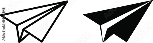 Paper plane icon symbol for sending messages, emails, or representing flight and travel. 