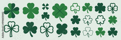 Minimalist clover and botanical icons – Great for logo design, nature-themed web assets, or seasonal marketing.