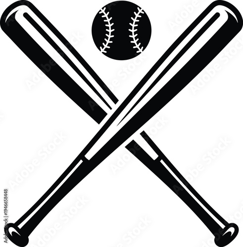 Vector graphic illustration of baseball bats and ball in a striking design