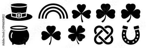 Minimalist Irish symbol silhouette bundle – Great for t-shirt prints, holiday stationery, or web icons.