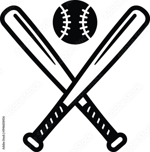 Vector graphic illustration of baseball bats and ball in a striking design