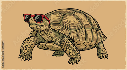A cool tortoise wearing sunglasses illustration.