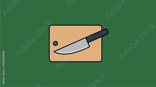 A sharp kitchen knife rests on a wooden cutting board.