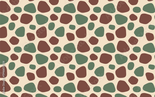 Seamless abstract organic shapes pattern in earthy brown and green tones