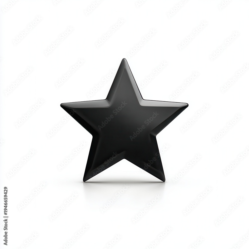 Obraz premium Black star on a white background with smooth surface and simple shape, placed centrally for focus and clarity during the day