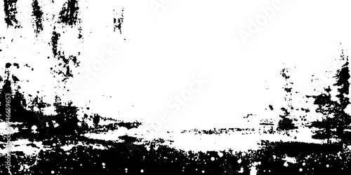 Grunge Black and White Texture with Cracks, Dust and Scratches, Distressed Concrete Wall and Grain Dot Noise Pattern Vector.