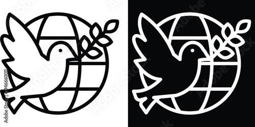 peace Two-tone version in black and white background