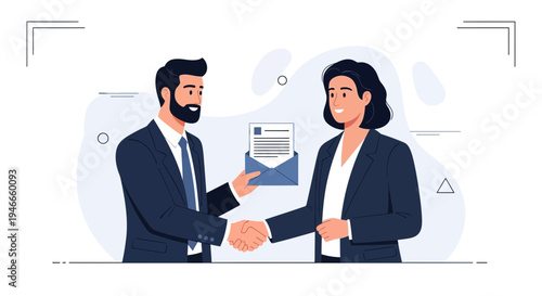 Business handshake and contract agreement, successful deal between man and woman