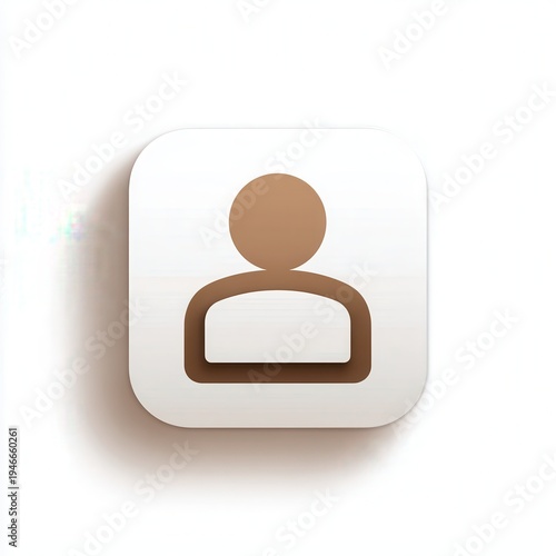 Icon representing a user profile showing a simple figure on a white background, commonly used in apps and websites