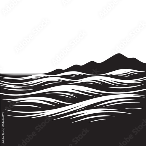 Black Ocean save  Silhouette Vector, High Quality Illustration on White Background