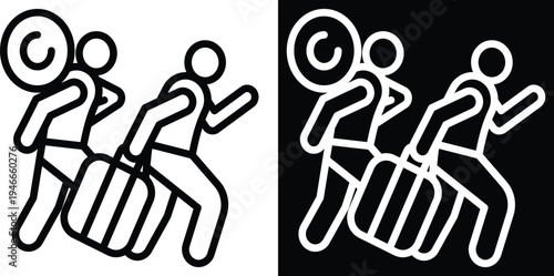 refugee Two-tone version in black and white background