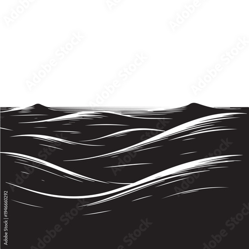 Black Ocean save  Silhouette Vector, High Quality Illustration on White Background