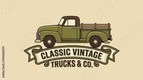 Classic Vintage Truck Emblem Logo Design.