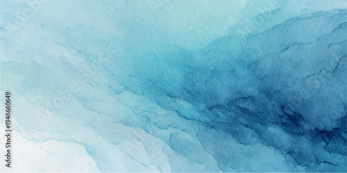 Abstract a beautiful and serene watercolor texture features flowing gradients of cyan and blue, creating an ethereal and captivating background.
