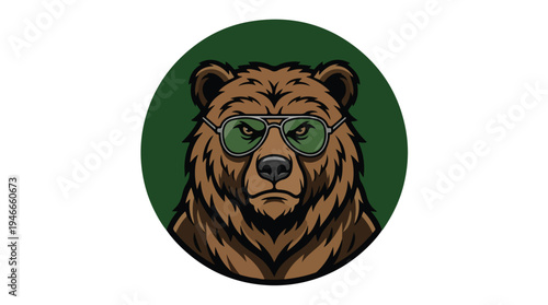 Cool Bear Wearing Sunglasses Logo Design.