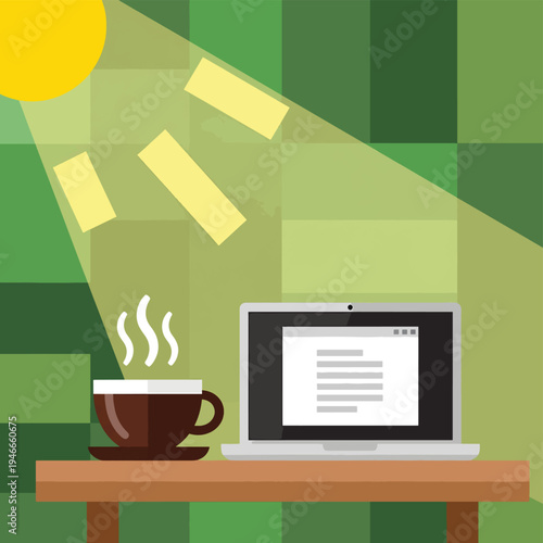 Work from Home with Coffee and Laptop