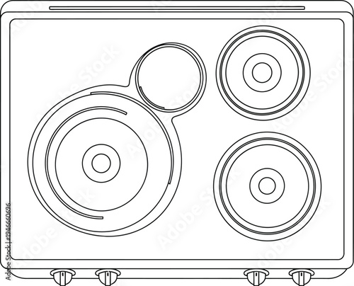Electric induction cooktop with four burners and modern design elements vector illustration